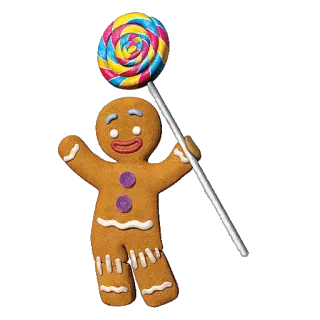 🍭 Gingerbread Man Shrek boneco de gengibre, Shrek, biscoito, doce, pirulito whatsapp sticker