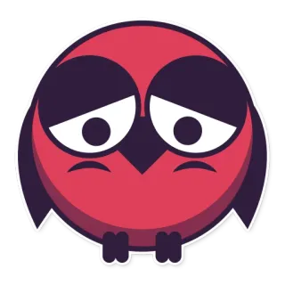😔 triste, coruja, pássaro, desenho animado, adesivo whatsapp sticker