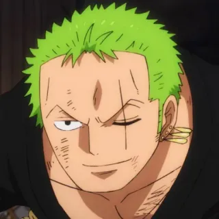 🧩 Zoro One Piece Anime, Spadaccino, Pirata, Cicatrice, Capelli verdi telegram sticker