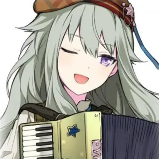 🍵 Anime, Personnage, Accordéon, Musique, Dessin animé, Illustration whatsapp sticker