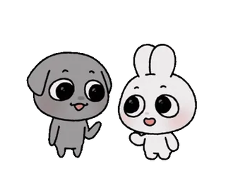 🐭 animals, rabbit, dog, cute, cartoon whatsapp sticker