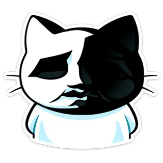⭐ cat, sticker, black and white, kawaii, cute telegram sticker