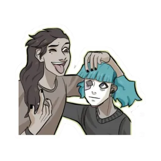 🎸 Stinkefinger, Cartoon, Geste, Sally Face telegram sticker
