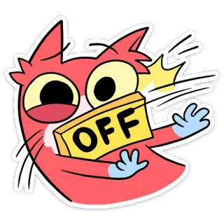 🙅‍♂️ OFF кот, смешной, мультфильм, выключатель, переключатель, животное telegram sticker