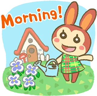 ☀️ Bunnie Animal Crossing Morning! Animal Crossing, Bunnie, Mañana, Saludo, Lindo, Videojuego whatsapp sticker