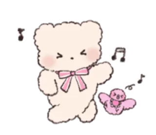 🎀 ours, oiseau, musique, mignon, dessin animé whatsapp sticker