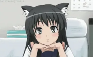 🌟 Anime, Garota, Orelhas de gato, Fofo, Mangá, Uniforme escolar, Kawaii telegram sticker