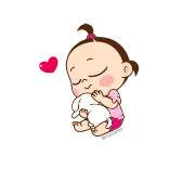 😍 cute, baby, cartoon, child, love, hug whatsapp sticker