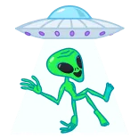 🛸 Alien, UFO, Weltraum, Cartoon, Lustig, Sticker telegram sticker
