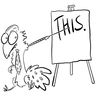 🐓 THIS. 鳥, プレゼンテーション, 漫画, イーゼル, ネクタイ telegram sticker