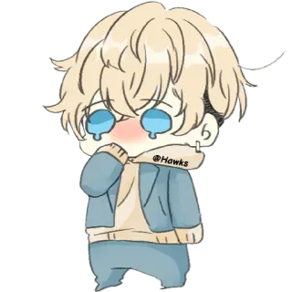 😭 @Hawks Anime, Kreskówka, Płacz, Smutny, Słodki, Chłopak telegram sticker