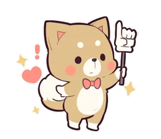 ☝ собака, милый, мультик, животное, наклейка, шиба ину telegram sticker