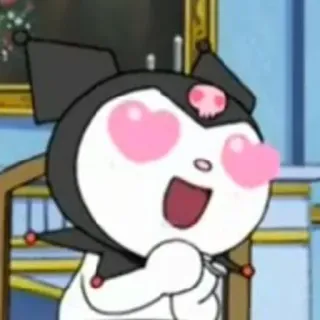 😍 Kuromi 쿠로미, 산리오, 애니메이션, 만화, 귀여운, 하트 눈 telegram sticker