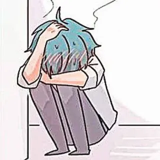 🎸 อนิเมะ, การ์ตูน, เศร้า, หดหู่, นั่ง, อารมณ์, เสียใจ telegram sticker