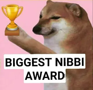 🤣 BIGGEST NIBBI AWARD doge, meme, award, dog telegram sticker
