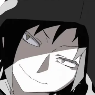 😏 anime, character, smirk, hoodie, manga, black and white telegram sticker