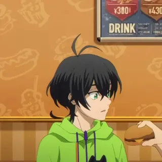 🛹 Anime, Manga, Charakter, Burger, Essen, Grüner Hoodie whatsapp sticker