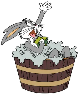 🛀 Bugs Bunny dibujos animados, conejo, baño, Looney Tunes, Warner Bros, conejo telegram sticker