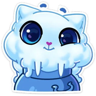 ☃️ gato, lindo, pegatina, animal, azul, dibujo animado telegram sticker
