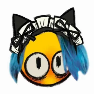 🫐 Emoji, Orecchie da gatto, Cerchietto da cameriera, Capelli blu telegram sticker