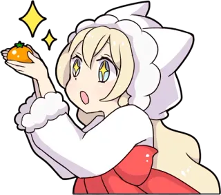 🍊 Anime, Kawaii, Lucu, Oranye, Berkilau, Karakter telegram sticker