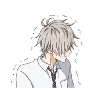 😣 anime, manga, character, boy, white hair, school uniform telegram sticker