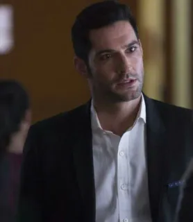 😁 Lucifer Morningstar Lucifer Lucifer, Tom Ellis, TV show, Devil, Suit, Formal wear telegram sticker