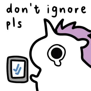 😭 don't ignore pls unicorn, cute, pleading, request, cartoon telegram sticker
