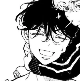 ☺️ Anime, Manga, Peluk, Senang, Tersenyum, Potret, Hitam putih telegram sticker