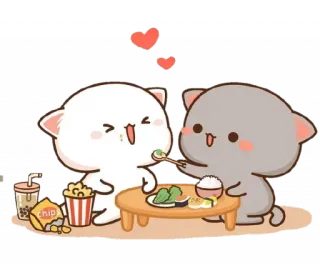 ❤ 고양이, 사랑, 음식, 귀여운, 만화 telegram sticker
