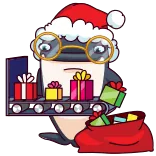 🎅 christmas, gifts, santa hat, conveyor belt, cartoon, festive, holidays telegram sticker