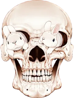 🐰 Schädel, Hase, Skelett, Augen, Anatomie, Knochen, gruselig, Tier whatsapp sticker