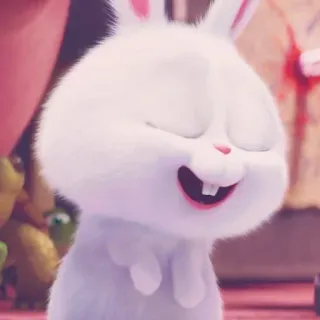 🍧 Snowball The Secret Life of Pets lapin, blanc, animal, animal de compagnie, dessin animé, personnage, mignon, souriant, lapinou whatsapp sticker