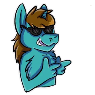 😎 Unicornio dibujo, Gafas, Dedos señalando, Pony, Animal, Sticker telegram sticker