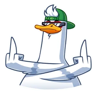 🖕 鸭子, 中指, 粗鲁, 冒犯, 卡通, 鸟 telegram sticker