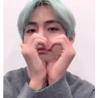 🏁 V kpop, bts, v, taehyung, idol, sänger, herz, fingerherz telegram sticker