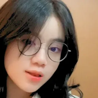🍢 女性, アジア人, メガネ, ポートレート, 女の子, 顔 telegram sticker