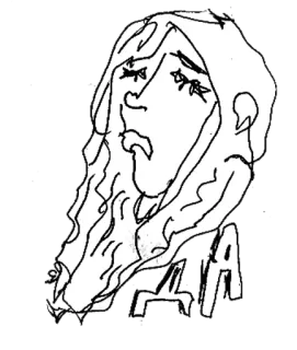 👍 zeichnung, strichzeichnung, porträt, frau, traurig, schwarzweiss telegram sticker