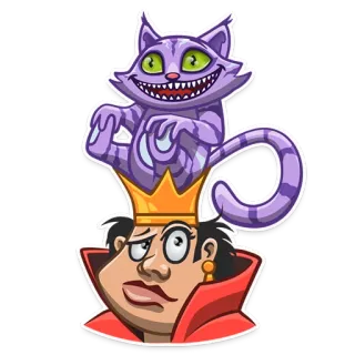 👸 Queen of Hearts, Cheshire Cat Alice in Wonderland königin, krone, katze, alice im wunderland, cartoon, märchen whatsapp sticker