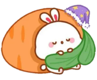🍼 coelho, cenoura, fofo, sono, dormindo, desenho animado telegram sticker