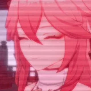 🌟 Yae Miko Genshin Impact animé, jeu vidéo, Genshin Impact, Yae Miko, cheveux roses, personnage féminin whatsapp sticker