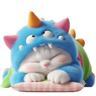 🥱 猫, 睡觉, 可爱, 卡哇伊, 怪物, 毛茸茸, 卡通 telegram sticker