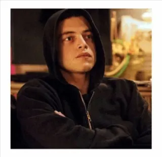 😐 Elliot Alderson Mr. Robot Mr. Robot, Elliot Alderson, Rami Malek, hacker, hoodie, tv show telegram sticker