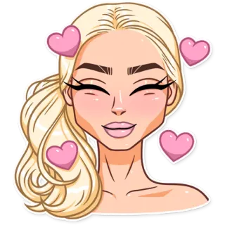 🥰 rubia, mujer, dibujo animado, sticker, corazones, amor telegram sticker