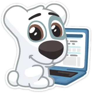 🖥 animal, perro, dibujo animado, ordenador, portátil whatsapp sticker