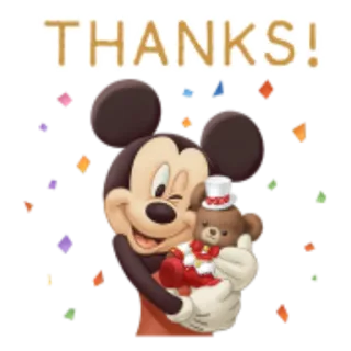 😊 Mickey Mouse THANKS! mickey mouse, disney, grazie, cartoni animati, carino, gratitudine telegram sticker