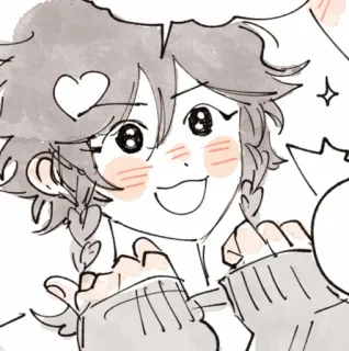 🩹 Animé, Dessin animé, Coeur, Mignon, Fille, Kawaii telegram sticker