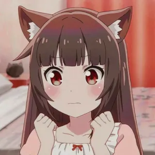 😳 anime, cat ears, cute, girl, cartoon whatsapp sticker