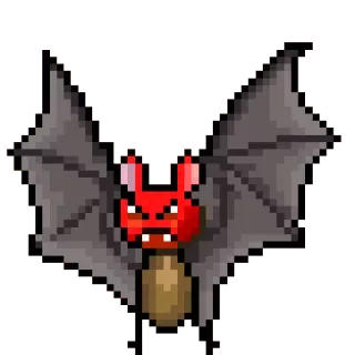 😡 bat, pixel art, flying, animal, cartoon, monster whatsapp sticker