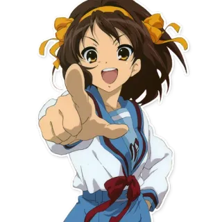 ☝ Haruhi Suzumiya The Melancholy of Haruhi Suzumiya Anime, Mädchen, Zeigen, Schuluniform, Haruhi telegram sticker